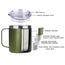 Load image into Gallery viewer, 14 oz Insulated Stainless Steel Tumbler Mug With Slider Sip Lid and Handle