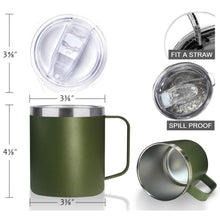 Load image into Gallery viewer, 14 oz Insulated Stainless Steel Tumbler Mug With Slider Sip Lid and Handle