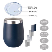 Load image into Gallery viewer, 12 oz Wine Tumbler Mug With Sip Lid